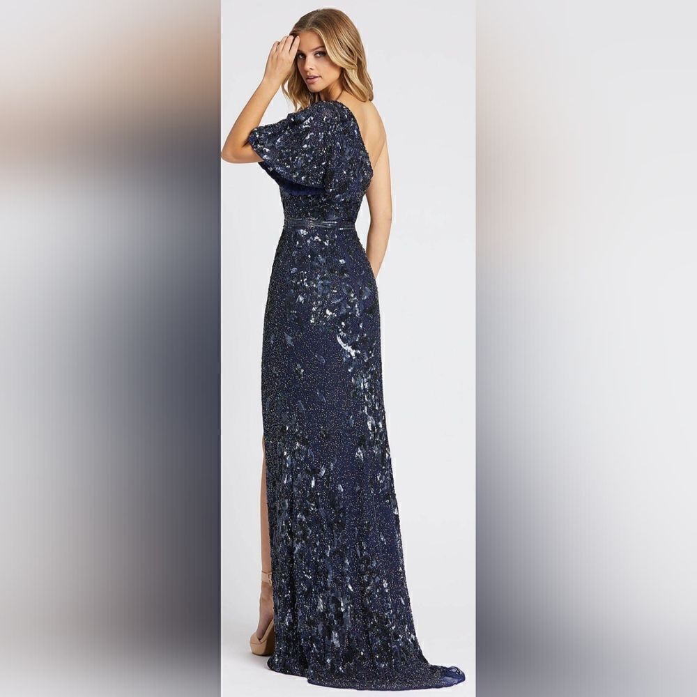 Mac Duggal Sequin One-Shoulder Gown NWT size 4 Midnight Blue (4986D) - Picture 2 of 6